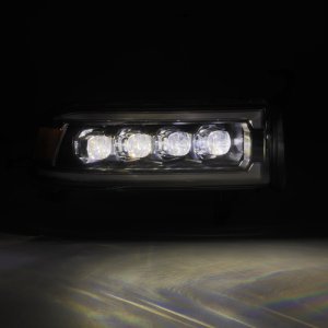 RAM 1500 Headlights - AlphaRex - NOVA LED Proj with Activ Light/Seq Signal/SB DRL - Alpha-Black - `94-`01