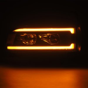 RAM 1500 Headlights - AlphaRex - LUXX LED Projector w/Active Light/Sequential Signal/SB DRL - Black - `94-`01