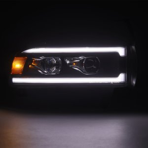 RAM 1500 Headlights - AlphaRex - LUXX LED Projector w/Active Light/Sequential Signal/SB DRL - Black - `94-`01