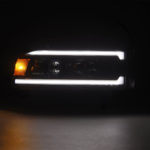 RAM 1500 Headlights - AlphaRex - LUXX LED Proj with Activ Light/Seq Signal/SB DRL - Alpha Black - `94-`01