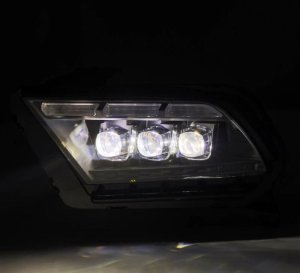 Ford Mustang Headlights - AlphaRex - NOVA-Series LED Projector with Activ Light & Sequential Signal - Black - `10-`12