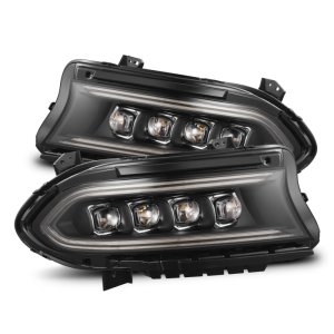 Dodge Charger Headlights - AlphaRex - NOVA-Series LED Projector - Black - `15-`23