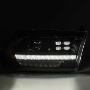 Dodge Ram 1500 Headlights - AlphaRex - PRO-Series Projector with Sequential Signal/DRL - Black with Chrome Accent - `09-`18