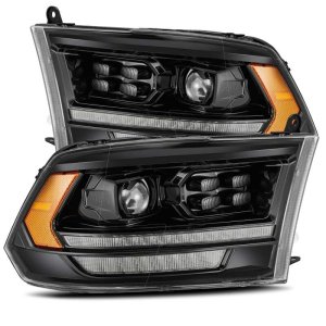 Ram 1500HD Headlights - AlphaRex - PRO-Series Plank Style with Sequential Signal/DRL - Alpha Black - `09-`18