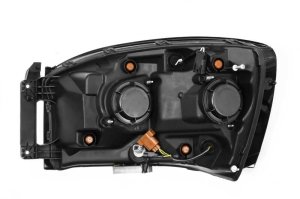 Dodge Ram 1500 Headlights - AlphaRex - LUXX LED Projector, Plank Style, Seq Signal/DRL - Black - `06-`08