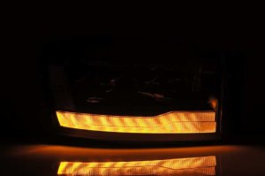 Dodge Ram 1500 Headlights - AlphaRex - LUXX LED Projector, Plank Style, Seq Signal/DRL - Black - `06-`08