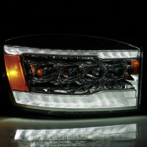 Dodge Ram 1500HD Headlights - AlphaRex - NOVA LED Proj Plank Style Blk w/Seq Signal/DRL/Amber LED - `06-`08