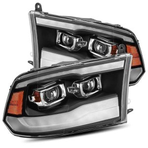 Dodge Ram 1500HD Headlights - AlphaRex - LUXX LED Projector Plnk Style w/ Activ Light/ Seq Signal/ DRL - Black - `09-`18