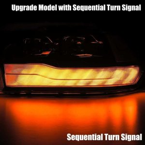 Dodge Ram 1500HD Headlights - AlphaRex - LUXX LED Projector Plnk Style w/ Activ Light/ Seq Signal/ DRL - Black - `09-`18