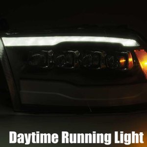 Dodge Ram Headlights - AlphaRex - NOVA LED Projector, Plank Style Design, DRL - Alpha Black - `09-`18