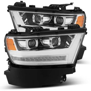 Dodge Ram 1500 Headlights - AlphaRex - LUXX LED Proj with Activ Light/Seq Signal/DRL - Chrome - `19-`20