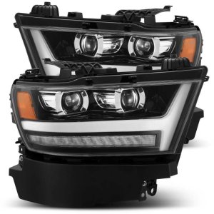 Ram 1500 Headlights - AlphaRex - LUXX LED Projector - Jet Black - `19-`20