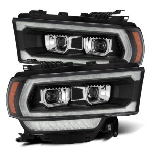 Ram 2500 Headlights - AlphaRex - LUXX LED Proj Plank Style w/Activ Light/Seq Signal/DRL - Black - `19-`21