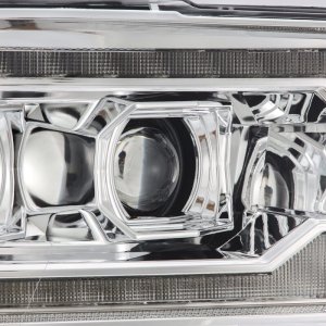 Dodge Ram 2500 Headlights - AlphaRex - LUXX LED Proj Plank Style with Active Light/Sequential Signal/DRL - Chrome - `09-`18