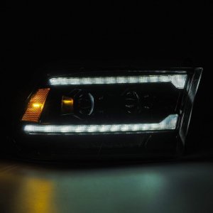 Ram 2500 Headlights - AlphaRex - LUXX LED Proj Headlight Plank Style w/ Activ Light/ Seq Signal/ DRL - Black - `09-`18