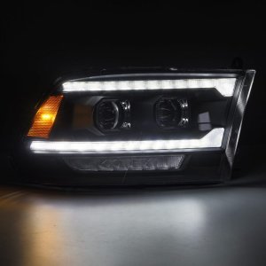 Ram 1500 Headlights - AlphaRex - PRO-Series Projector with Sequential Signal and Top/Middle DRL - Black - `09-`18