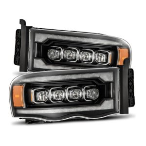 Dodge Ram 1500 Headlights - AlphaRex - NOVA LED Projector, Plank Style w/Activ Light/Seq Signal - Black - `02-`05
