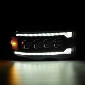 Dodge Ram 1500 Headlights - AlphaRex - NOVA LED Projector, Plank Style w/Activ Light/Seq Signal - Black - `02-`05