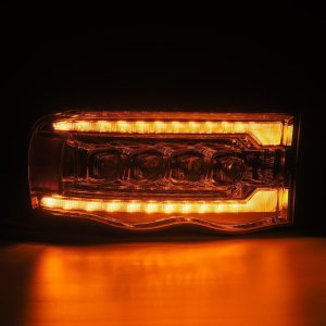 Dodge Ram 1500 Headlights - AlphaRex - NOVA-Series LED Projector Plank Style with Active Light/Sequential Signal - Chrome - `02-`05