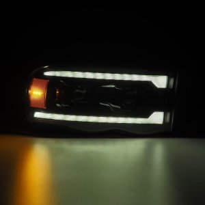 Dodge Ram 1500 Headlights - AlphaRex - LUXX-Series LED Proj w/Activ Light/Seq Signal - Alpha Black - `02-`05