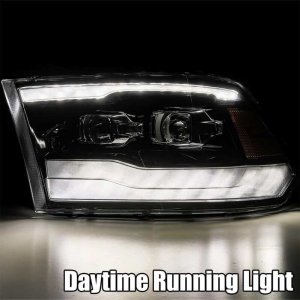 Dodge Ram 1500 Headlights - AlphaRex - PRO-Series Projector Plank Style with Sequential Signal, Smoked DRL - Black - `09-`18