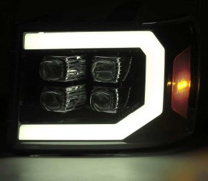 GMC 2500HD Headlights - AlphaRex - NOVA LED Proj Plank Style - Matte Black - `07-`14