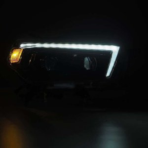 Toyota 4Runner Headlights - AlphaRex - LUXX LED Projector Plank Style w/ Sequential Signal/DRL - Alpha Black - `10-`13