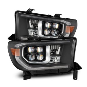 Toyota Tundra Headlights - AlphaRex - NOVA LED Projector w/Active Light Sequence Signal + DRL - Black - `07-`13