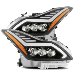 Infiniti G37 Headlights - AlphaRex - NOVA LED Projector with Activ Light/Seq Signal/Switch DRL - Black - `08-`13