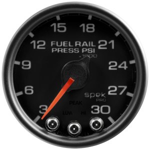 Chevrolet Silverado 2500HD Pressure Gauge - AutoMeter - Spek-Pro, Stepper Motor, Peak & Warn - Black/Black - `01-`12