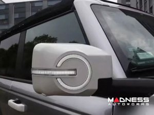 Ford Bronco Rear Mirror Cover - LED Gloss White