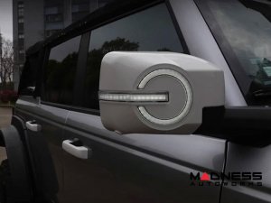 Ford Bronco Rear Mirror Cover - LED Gloss White