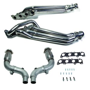 Ford Mustang Performance Exhaust - BBK - Long Tube Headers + High Flow Catted Mid Pipe - Silver Ceramic - `15-`23