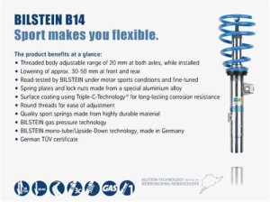 Volkswagen Golf Coilover Suspension Kit - Front + Rear - Bilstein - B14 (PSS), Height Adjustable, Monotube - `10-`12