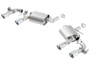 Chevrolet Small-Block Gen V LT1 Performance Exhaust - Rear - Borla - Axle Back S-Type with Dual NPP Valves and Quad Round Tips - Polished - `20-`24