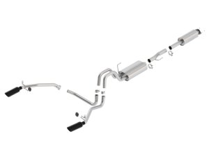 Ford F-150 Performance Exhaust - Single Split Rear Exit - Borla - S-Type - black chrome - `11-`14