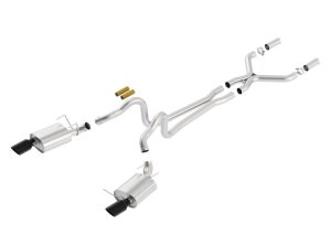 Ford Mustang Performance Exhaust - Single Split Rear Exit - Borla - Cat Back ATAK - Black Chrome - `13-`14