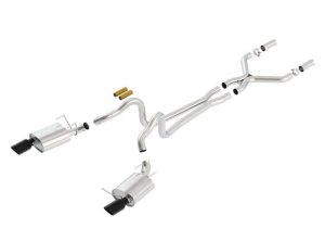 Ford Mustang Performance Exhaust - Single Split Rear Exit - Borla - Cat Back ATAK - Black Chrome - `13-`14