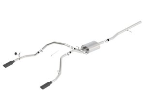 GMC Sierra 1500 LD Performance Exhaust - Rear Exit - Borla - Cat Back Touring - Black Chrome - 2019
