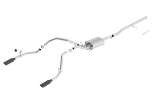GMC Sierra 1500 Performance Exhaust - Rear - Borla - Cat Back S-Type - Black Chrome - `14-`18