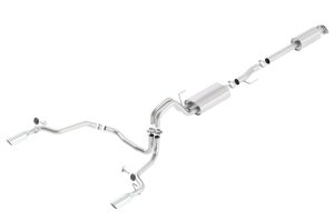 Ford F-150 Performance Exhaust - Single Split Rear Exit - Borla - S-Type Cat Back - Bright Chrome - `15-`20 Ford F-150 Performance Exhaust - Single Split Rear Exit - Borla - S-Type Cat Back - Bright Chrome - `15-`20