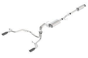 Ford F-150 Performance Exhaust - Rear Exit - Borla - Cat Back S-Type - Black Chrome - `15-`20
