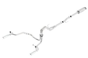 Ford F-150 Performance Exhaust - Single Split Rear Exit - Borla - ATAK Cat Back - Bright Chrome - `15-`20 Ford F-150 Performance Exhaust - Single Split Rear Exit - Borla - ATAK Cat Back - Bright Chrome - `15-`20