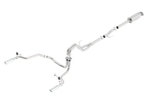 Ford F-150 Performance Exhaust - Single Split Rear Exit - Borla - ATAK Cat Back - Bright Chrome - `15-`20 Ford F-150 Performance Exhaust - Single Split Rear Exit - Borla - ATAK Cat Back - Bright Chrome - `15-`20