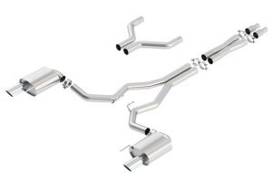 Ford Mustang Performance Exhaust - Rear - Borla - S-Type Cat-Back with 3in pipe 4in tip - bright chrome - `15-`17
