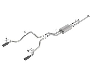 Toyota Tundra Performance Exhaust - Rear - Borla - Cat Back Touring, True Dual, Split Rear Exit - Black Chrome - `14-`21