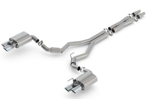 Ford Mustang Performance Exhaust - Borla - S-Type Cat Back - Bright chrome - `18-`23