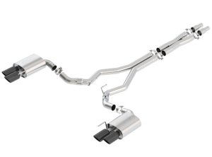 Ford Mustang Performance Exhaust - Borla - Cat Back, ATAK, 3in, w/o Valves - Black Chrome - `18-`23