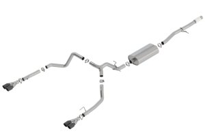 GMC Sierra 1500 Performance Exhaust - Rear - Borla - Cat Back Touring - Black Chrome - `19-`25
