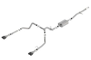 GMC Sierra 1500 Performance Exhaust - Rear - Borla - S-Type Cat Back with Quad BC Round Tips - Black Chrome - `19-`25